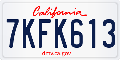 CA license plate 7KFK613
