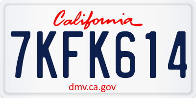 CA license plate 7KFK614