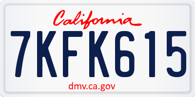 CA license plate 7KFK615