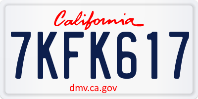 CA license plate 7KFK617
