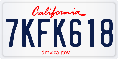 CA license plate 7KFK618