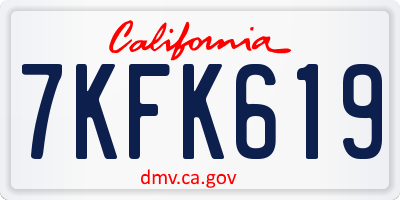 CA license plate 7KFK619