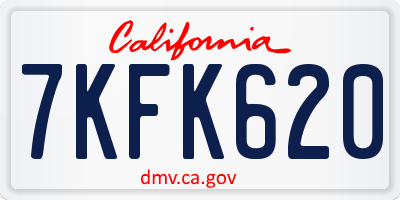 CA license plate 7KFK620