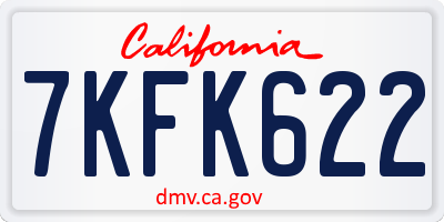 CA license plate 7KFK622