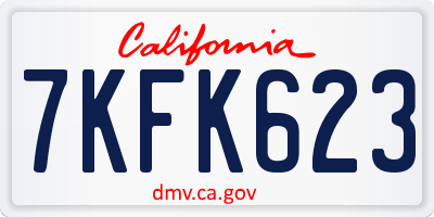 CA license plate 7KFK623
