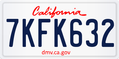 CA license plate 7KFK632