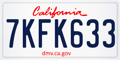 CA license plate 7KFK633