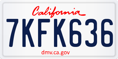 CA license plate 7KFK636