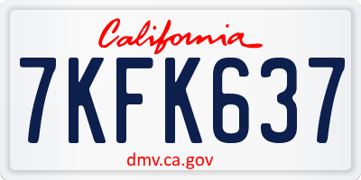 CA license plate 7KFK637