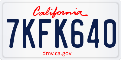 CA license plate 7KFK640