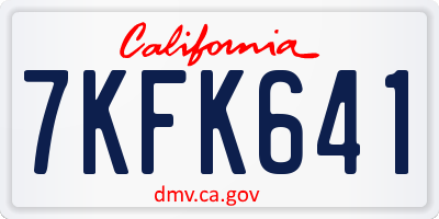 CA license plate 7KFK641