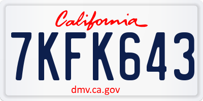 CA license plate 7KFK643