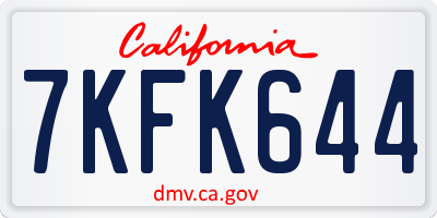 CA license plate 7KFK644