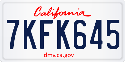 CA license plate 7KFK645