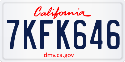 CA license plate 7KFK646