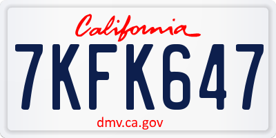 CA license plate 7KFK647