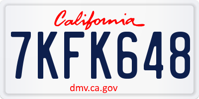 CA license plate 7KFK648