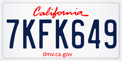 CA license plate 7KFK649
