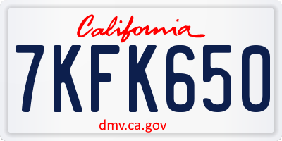 CA license plate 7KFK650
