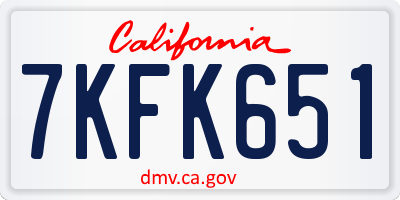 CA license plate 7KFK651