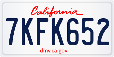 CA license plate 7KFK652
