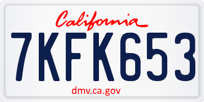 CA license plate 7KFK653