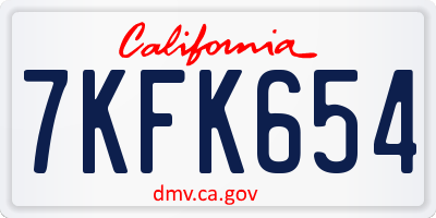CA license plate 7KFK654