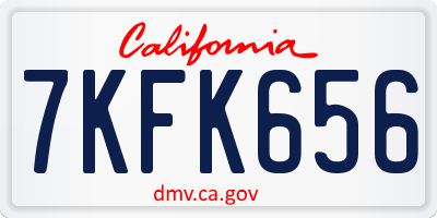 CA license plate 7KFK656