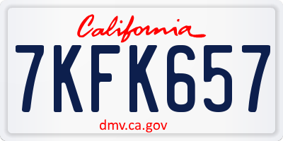 CA license plate 7KFK657