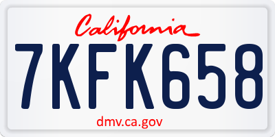 CA license plate 7KFK658