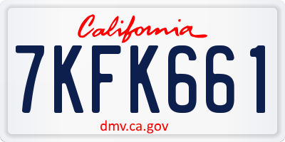 CA license plate 7KFK661