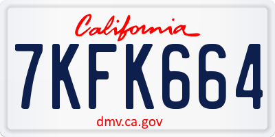CA license plate 7KFK664