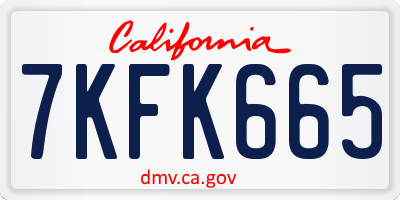 CA license plate 7KFK665