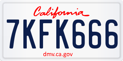 CA license plate 7KFK666