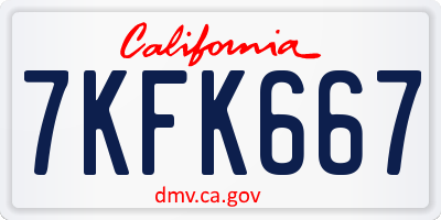 CA license plate 7KFK667