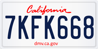 CA license plate 7KFK668
