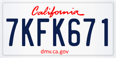 CA license plate 7KFK671