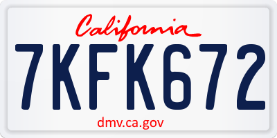 CA license plate 7KFK672