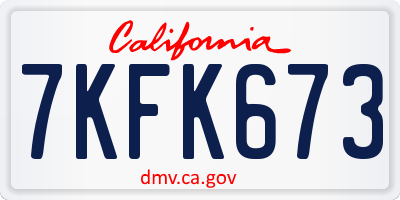 CA license plate 7KFK673