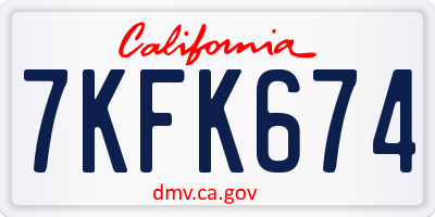 CA license plate 7KFK674