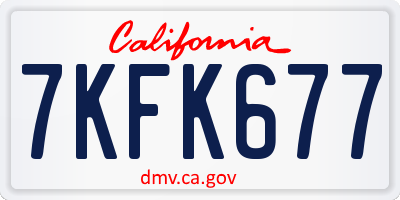 CA license plate 7KFK677