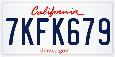 CA license plate 7KFK679