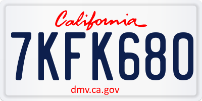 CA license plate 7KFK680
