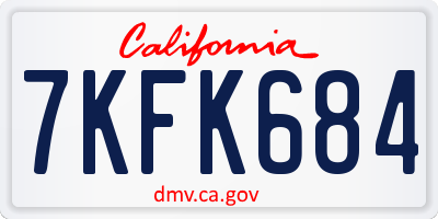 CA license plate 7KFK684