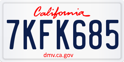 CA license plate 7KFK685