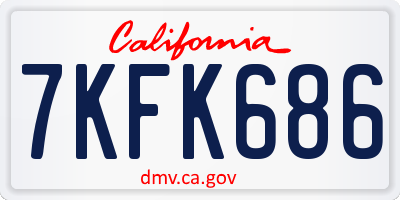 CA license plate 7KFK686
