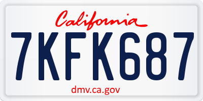 CA license plate 7KFK687