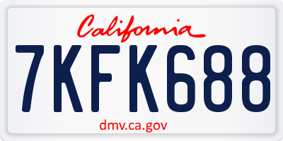 CA license plate 7KFK688