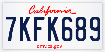 CA license plate 7KFK689