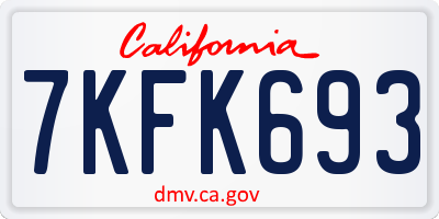 CA license plate 7KFK693